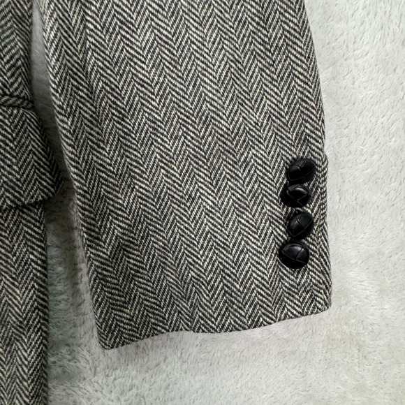 VINTAGE Savile Row Mens 42r Herringbone TWEED Wool Lambswool Blazer Jacket EUC - Picture 3 of 12